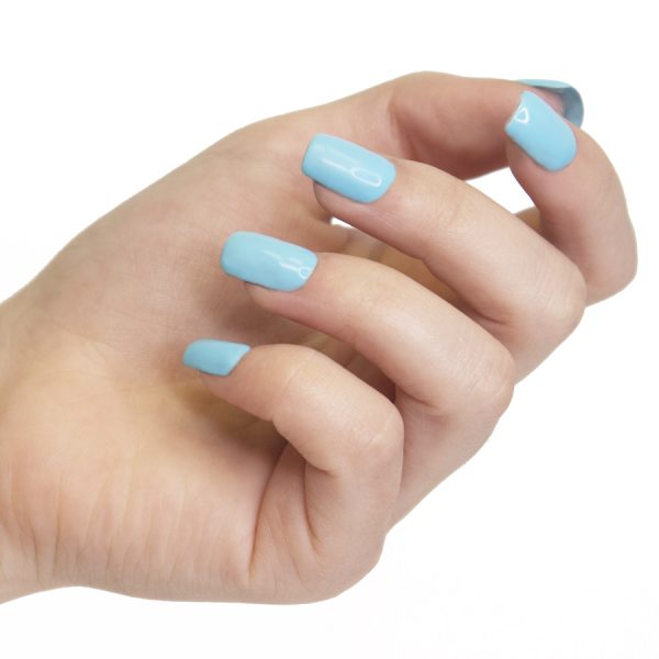 Esmaltes de uñas permanente on off azul pastel